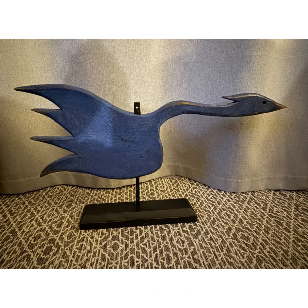 🐦 Signed Vintage Hand-Carved Wooden Bird Sculpture Folk Art 26” Luigi Rossi